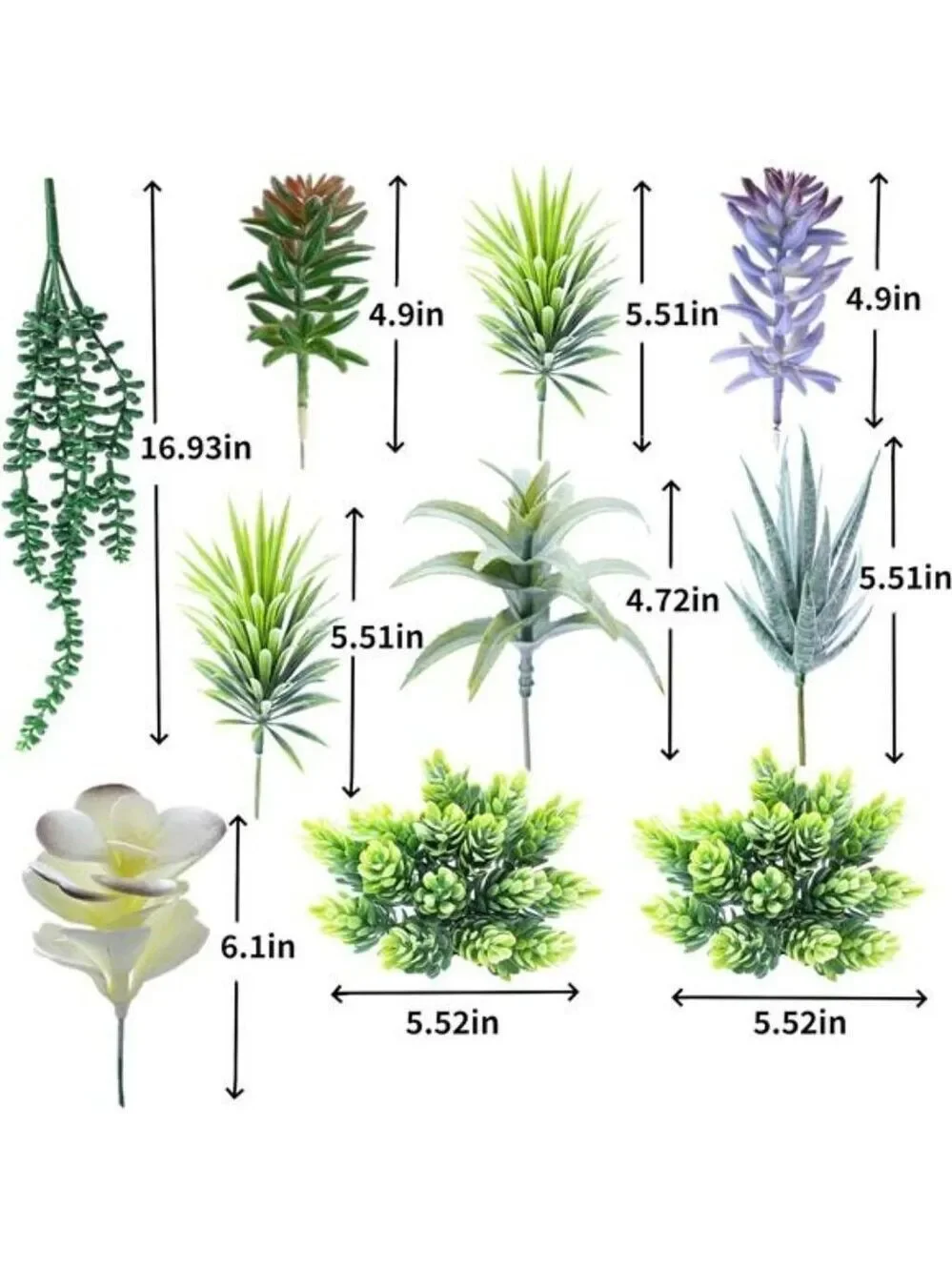 Set of 25 artificial succulent plants faux unpotted greenery for home garden dec